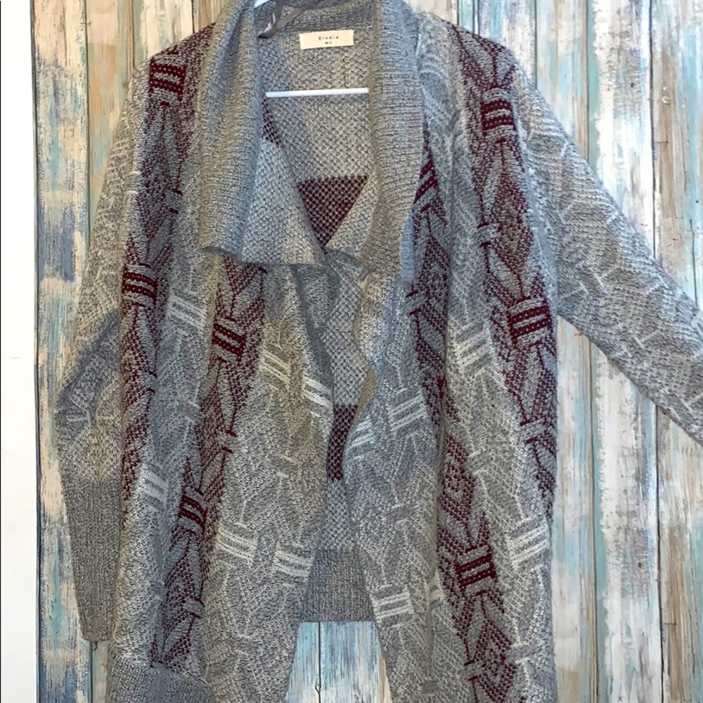 Warm grey/maroon cardigan
